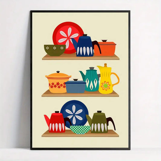 Mid Century Modern Open Shelves Print